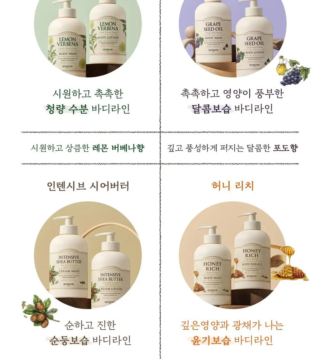 [달콤보습] 스킨푸드 포도씨 오일 바디 워시 450ml 상세페이지 9